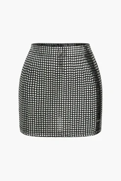 Block Pattern Sequin Skirt