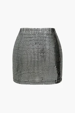 Block Pattern Sequin Skirt
