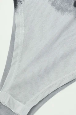 Body Print Mesh Long Sleeve Bodysuit