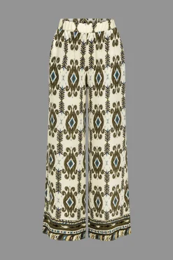 Bohemian Print Shirred Waistband Trousers