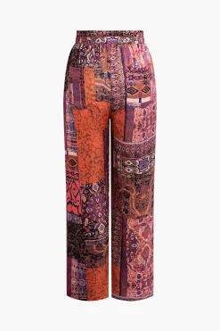 Bohemian Print Straight Leg Pants