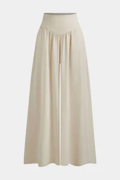 Bow Back Round Neck Short Sleeve Top And Wide Leg Pants Set