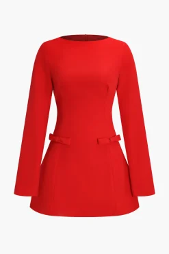 Bow Long Sleeve Mini Dress