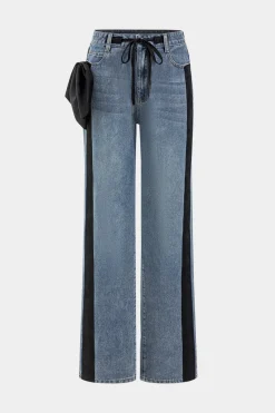 Bow Tie Patchwork Pocket Jeans
