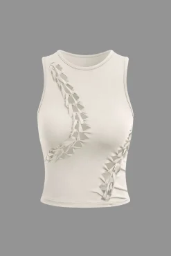 Braided Cut Out Round Neck Tank Top And Skirt Set