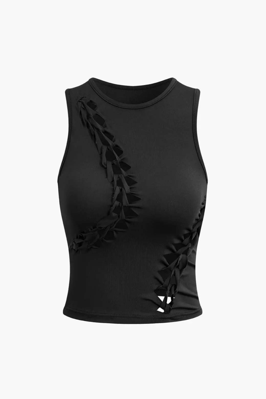 Braided Cut Out Round Neck Tank Top And Skirt Set