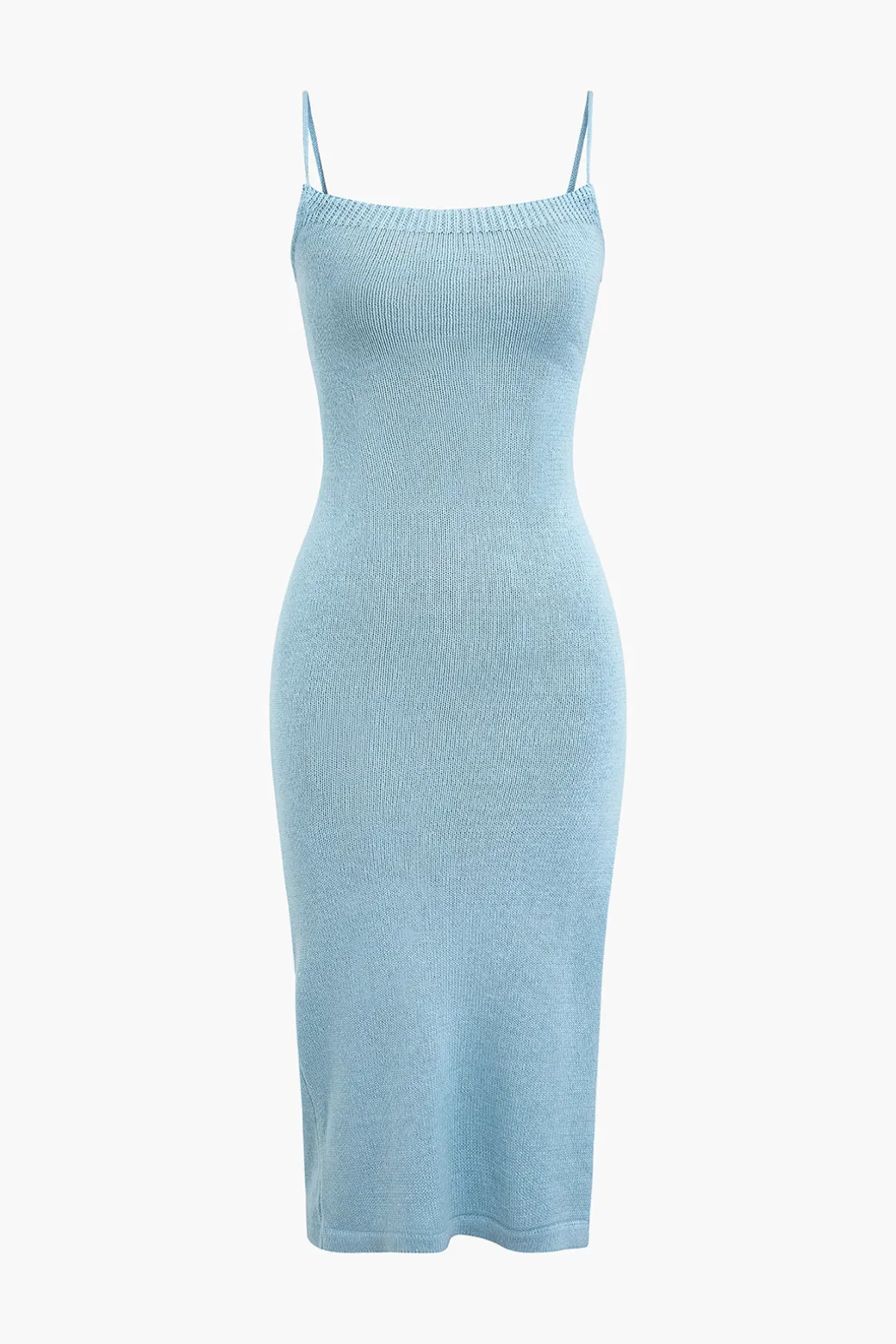 Braided Tie Slip Slit Knit Midi Dress