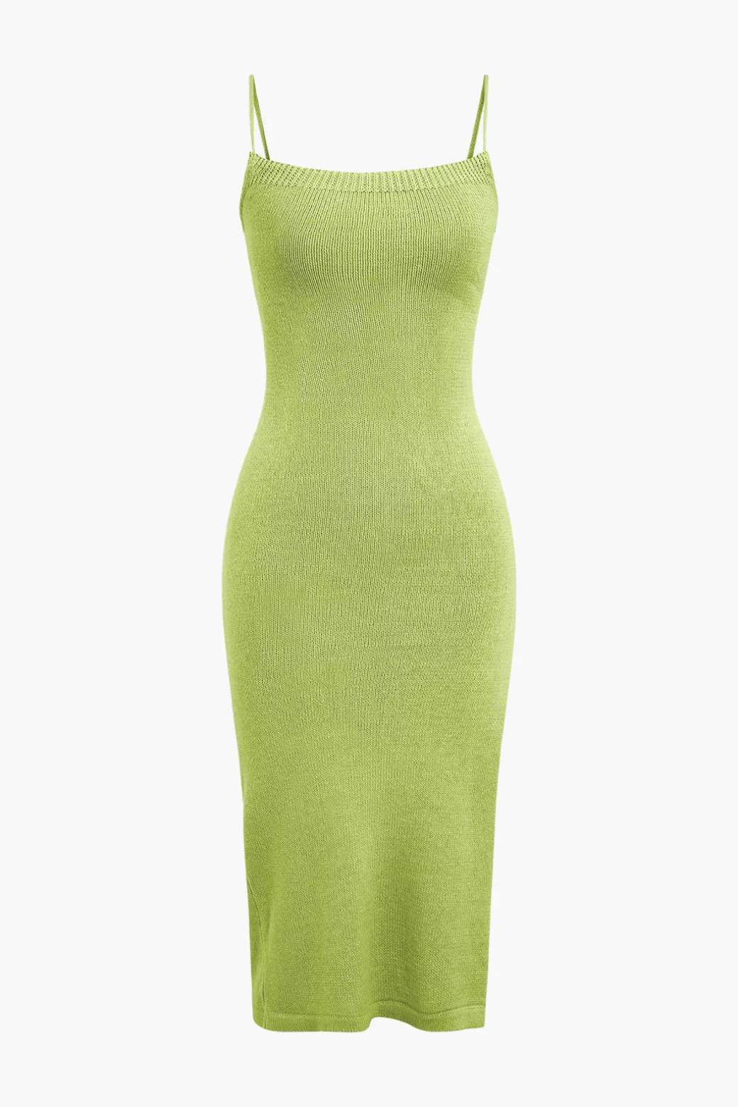 Braided Tie Slip Slit Knit Midi Dress
