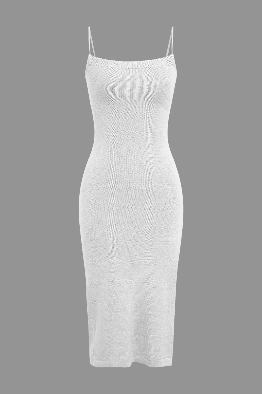 Braided Tie Slip Slit Knit Midi Dress