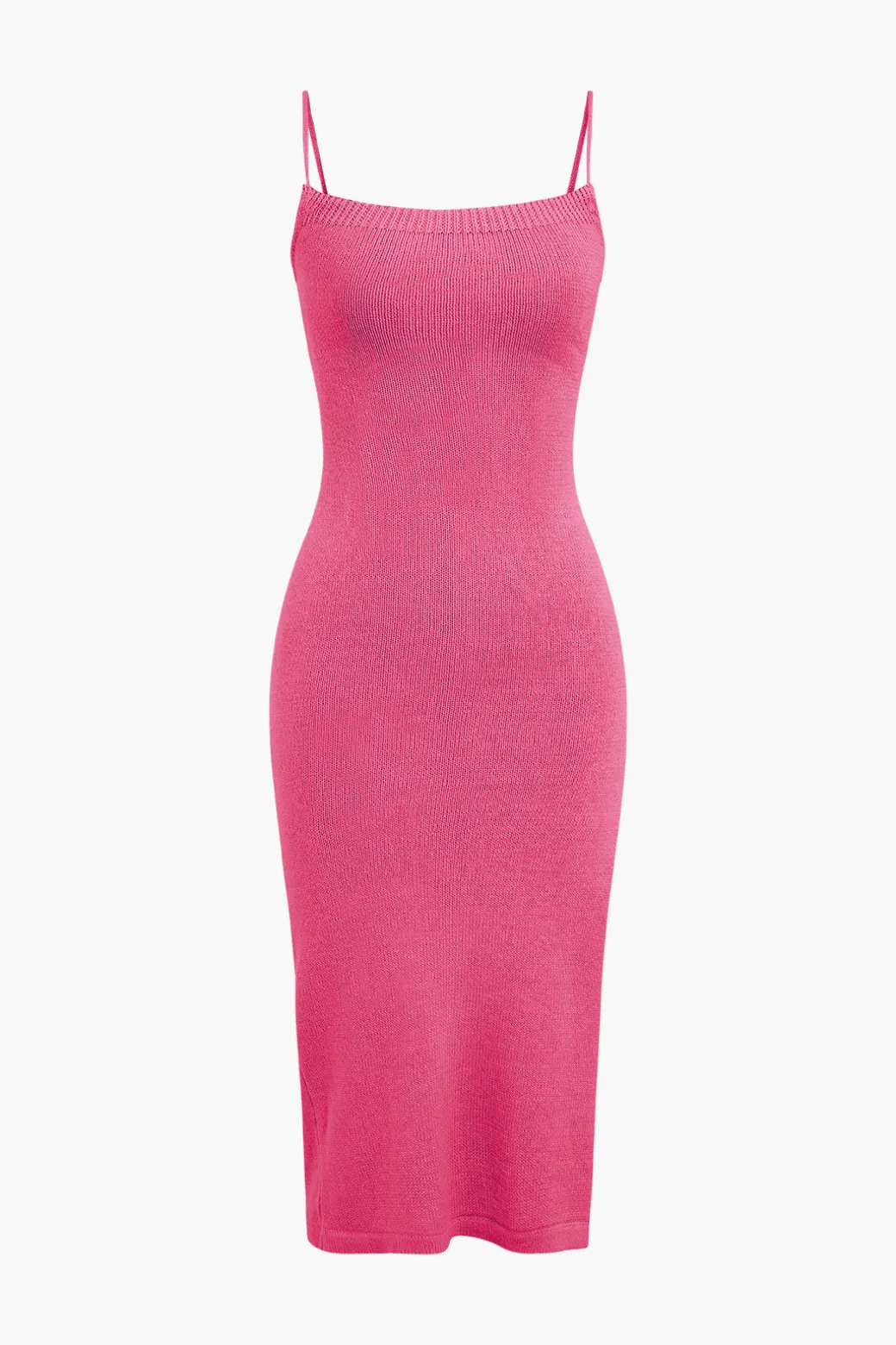 Braided Tie Slip Slit Knit Midi Dress