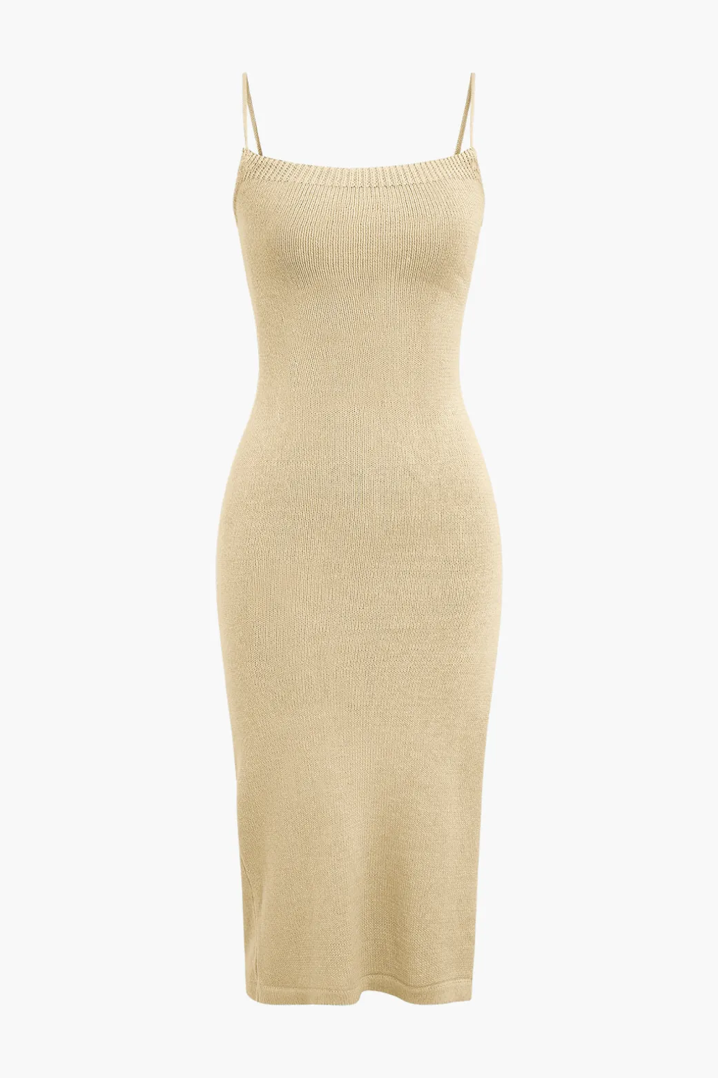 Braided Tie Slip Slit Knit Midi Dress