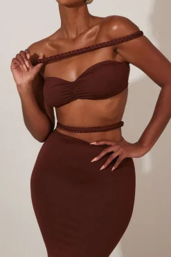 Braids Bare Shoulder Cut Out Maxi Dress