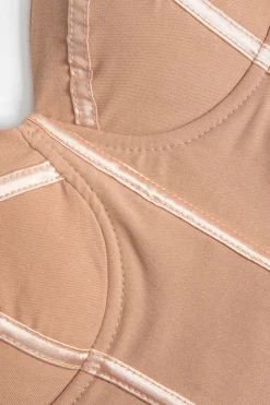 Bustier Mesh Patchwork Long Sleeve Top
