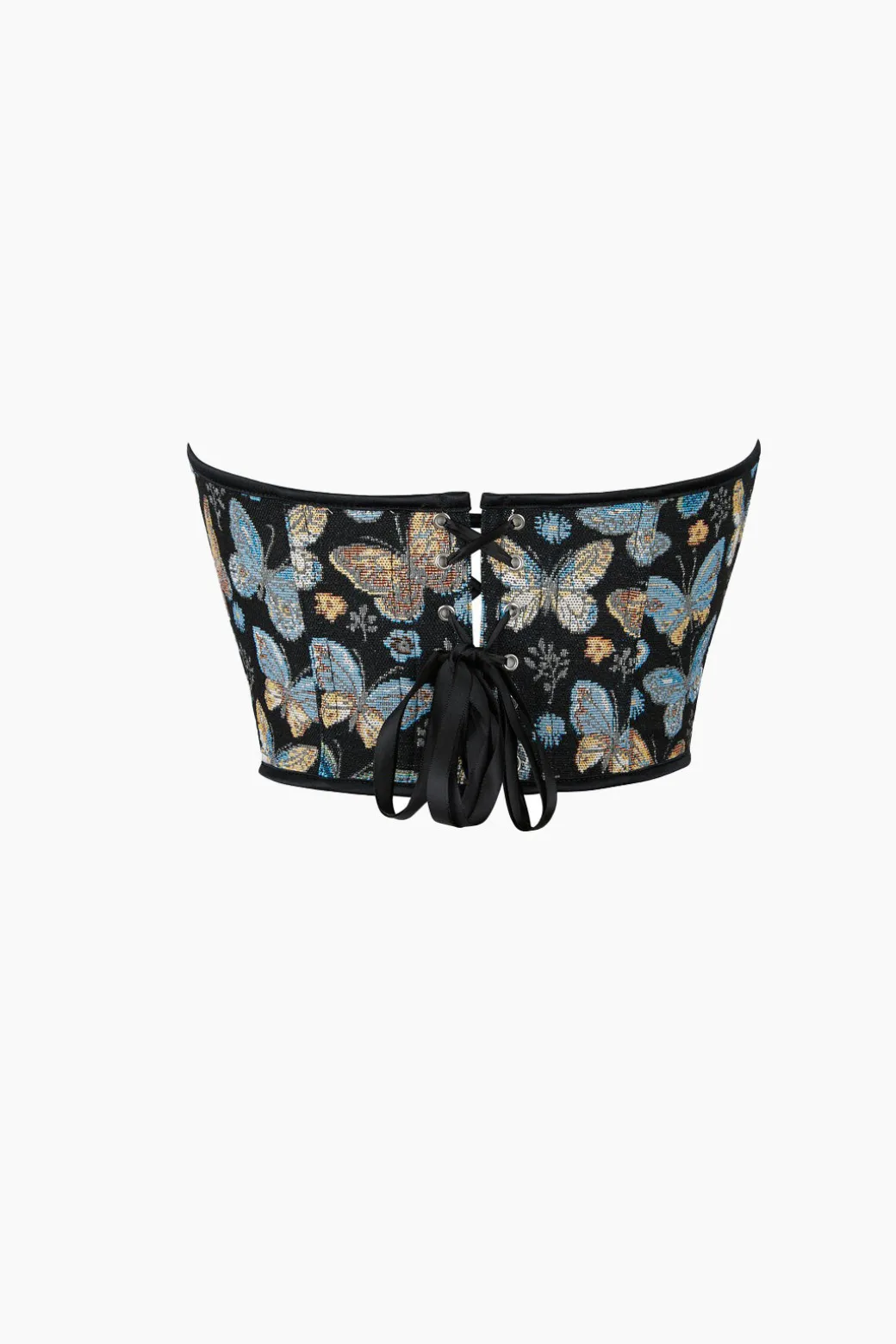Butterfly Jacquard Tie-Up Tube Top