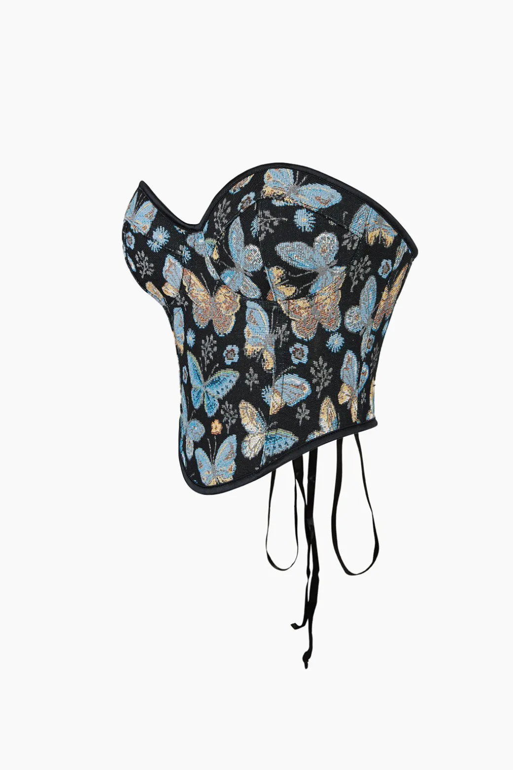 Butterfly Jacquard Tie-Up Tube Top
