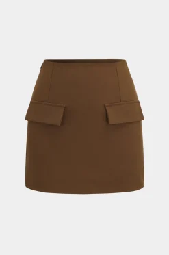 Button Detail Fake Pocket Skirt Set