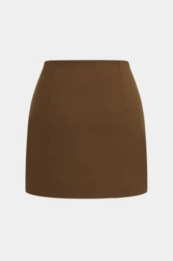 Button Detail Fake Pocket Skirt Set
