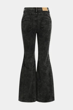 Button Detail Flared Leg Jeans