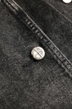Button Detail Flared Leg Jeans