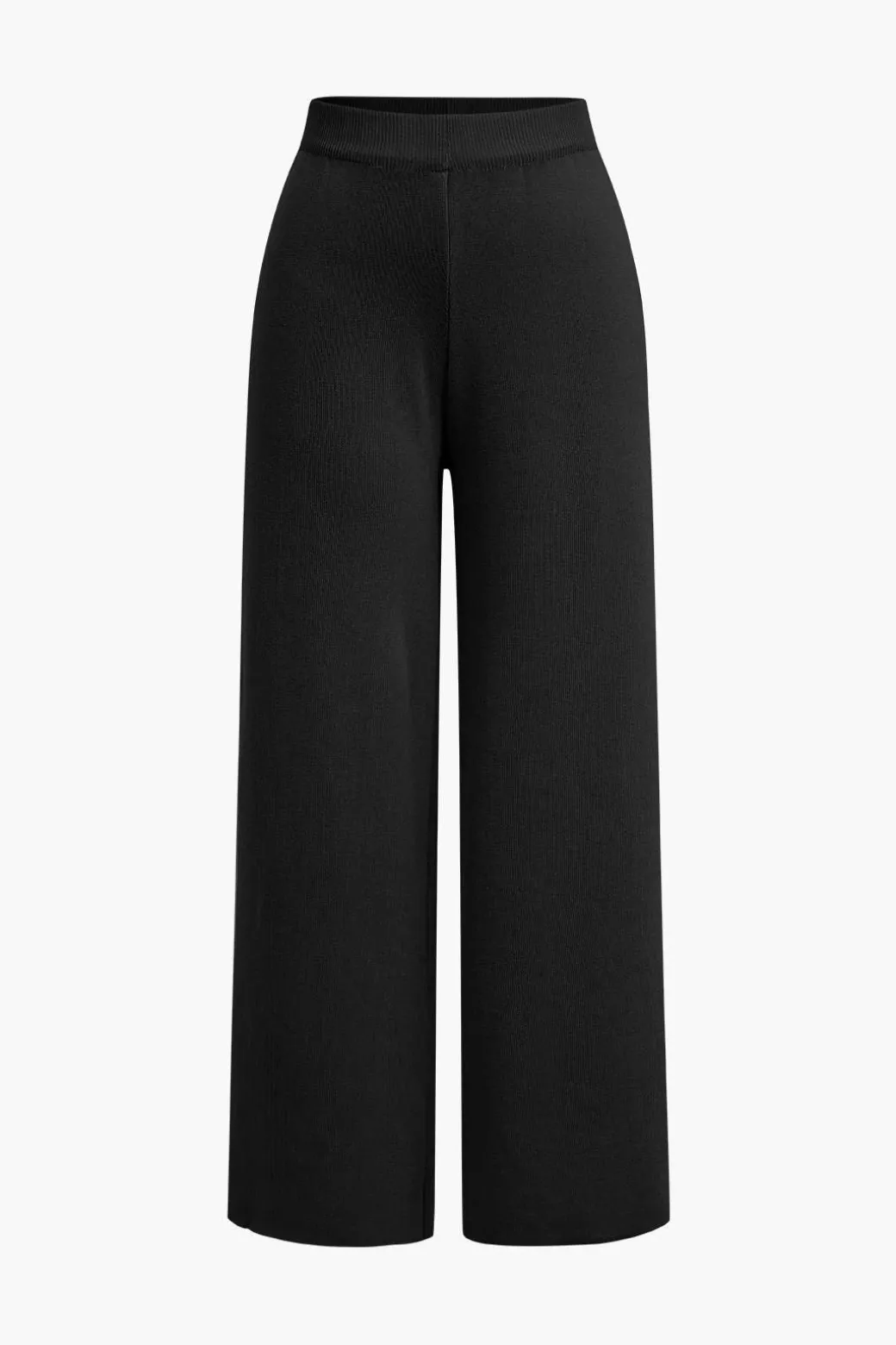 Button Detail Knit Cardigan And Wide-Leg Pants Set