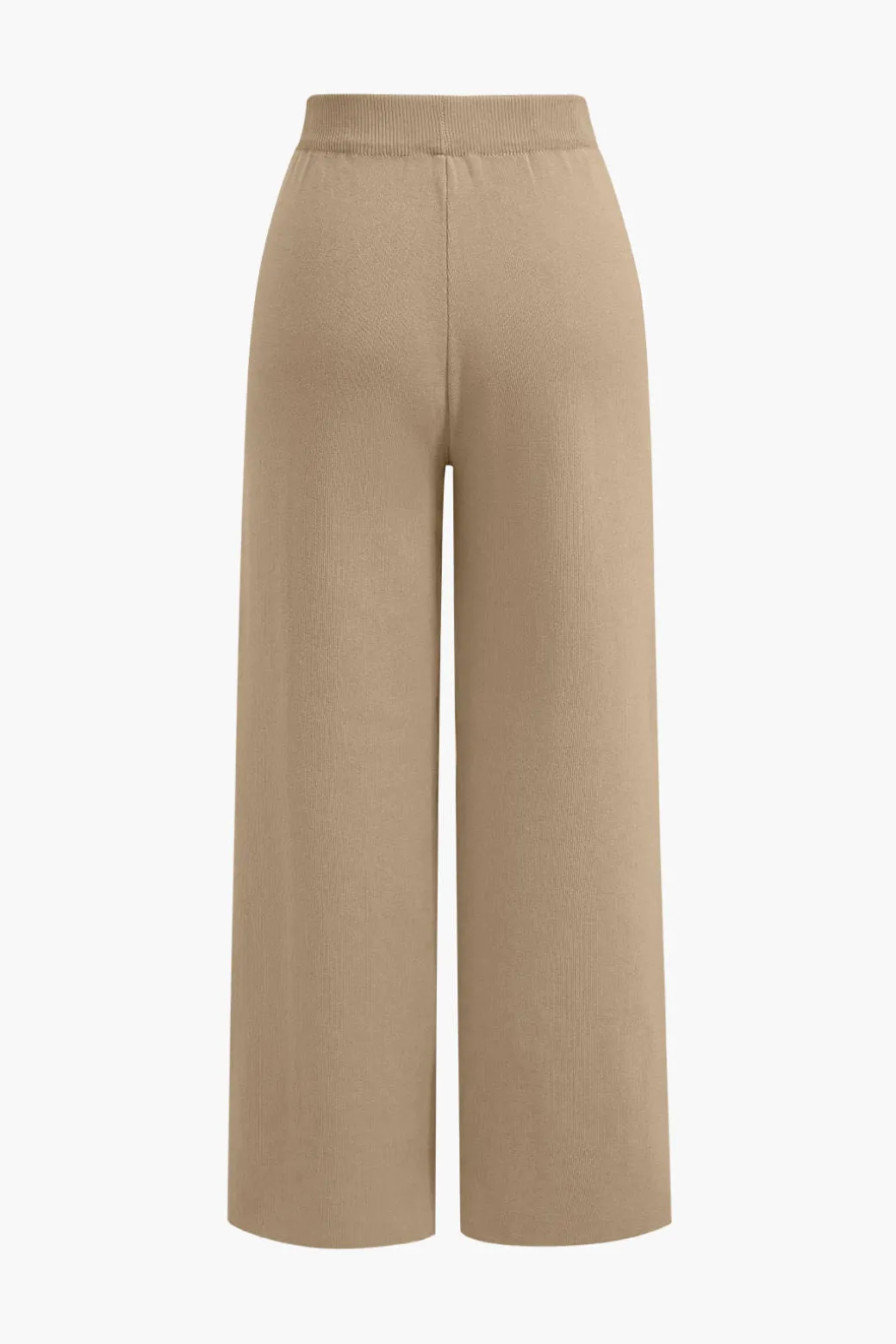 Button Detail Knit Cardigan And Wide-Leg Pants Set