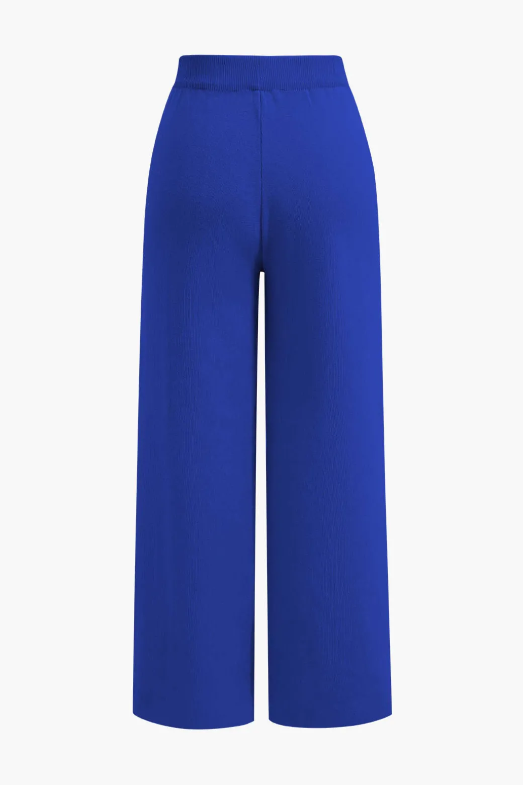 Button Detail Knit Cardigan And Wide-Leg Pants Set