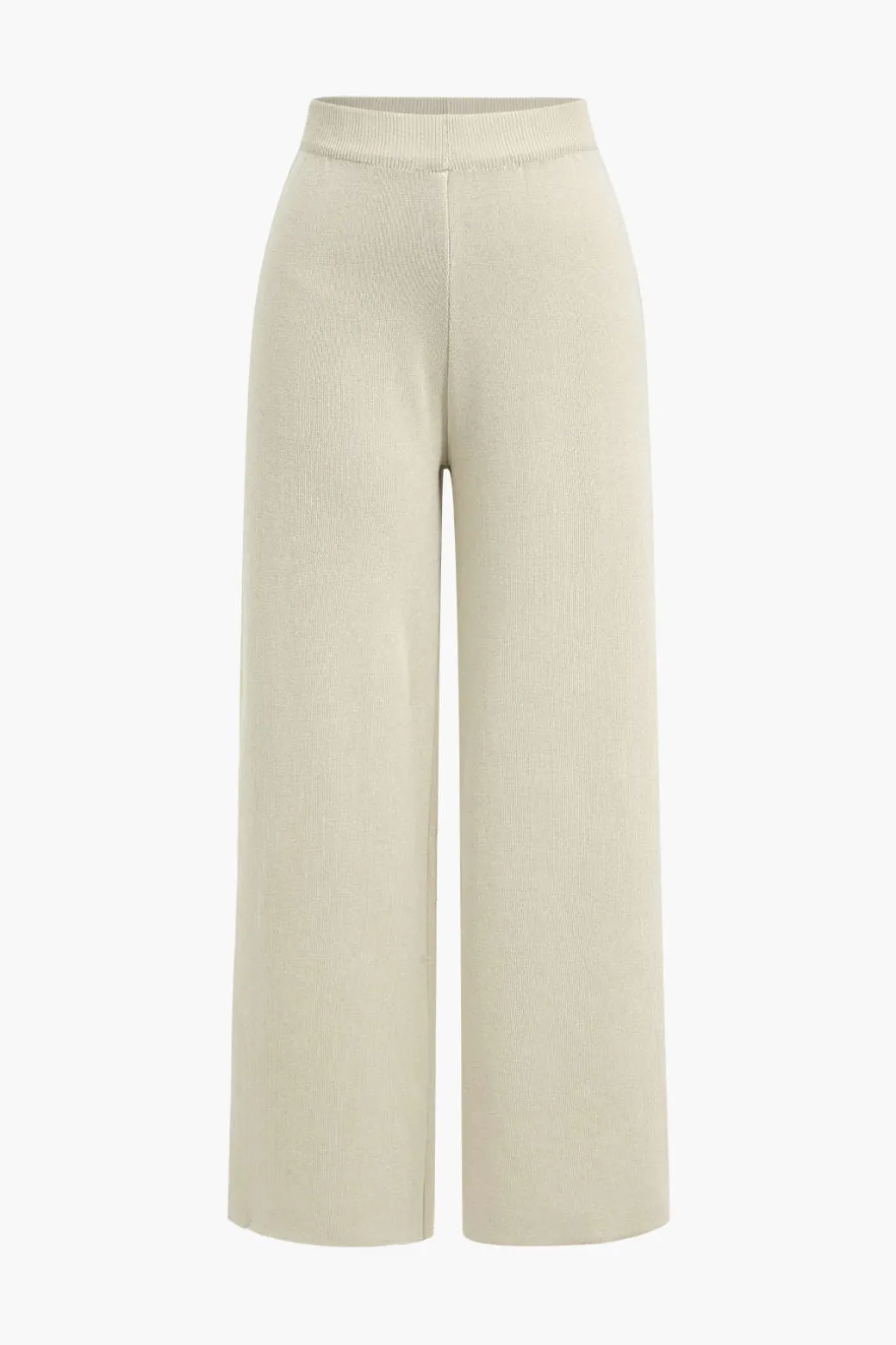 Button Detail Knit Cardigan And Wide-Leg Pants Set