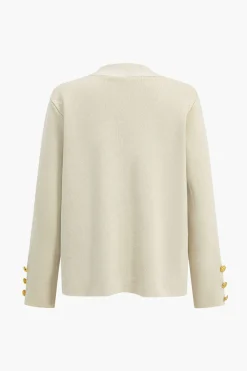 Button Detail Knit Cardigan And Wide-Leg Pants Set