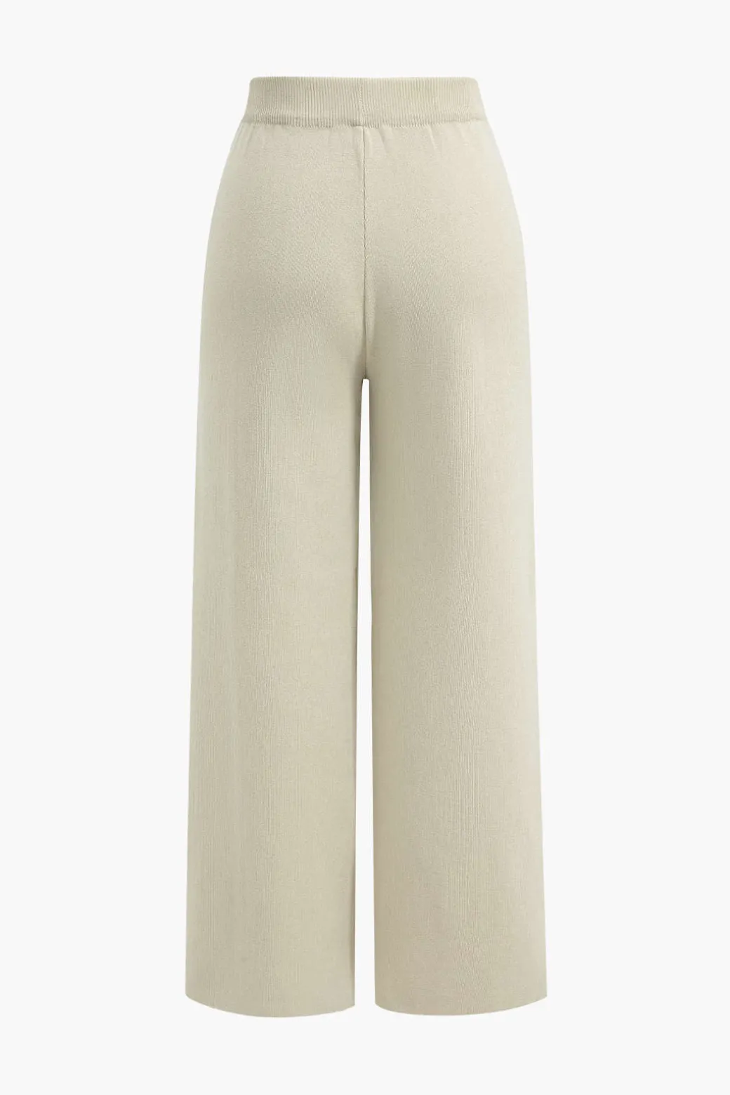 Button Detail Knit Cardigan And Wide-Leg Pants Set