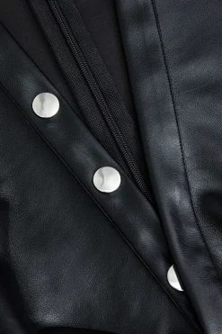 Button Detail Twist Front Faux Leather Crop Tank Top
