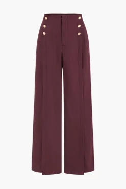 Button Detail Wide-Leg Pants