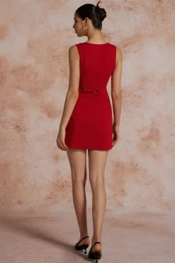 Button Front Sleeveless Mini Dress