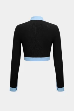 Button Patchwork Long Sleeve Top And Zipper Trousers Set