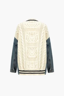 Button Patchwork Pocket Sweater Cardigan