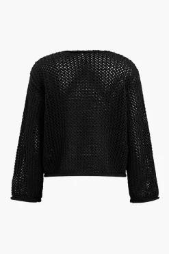Button Round Neck Sweater Cardigan