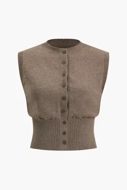 Button Sweater Tank Top