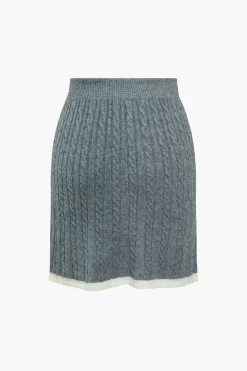 Cable Knit Color Block Skirt Set