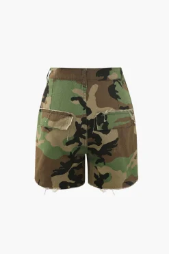 Camo Destroyed Cargo Shorts
