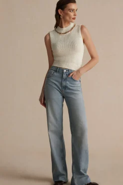 Chain Asymmetrical Hem Sweater Tank Top