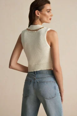 Chain Asymmetrical Hem Sweater Tank Top