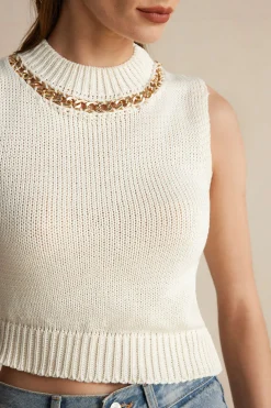 Chain Asymmetrical Hem Sweater Tank Top