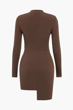 Chain Patchwork Long Sleeve Mini Dress