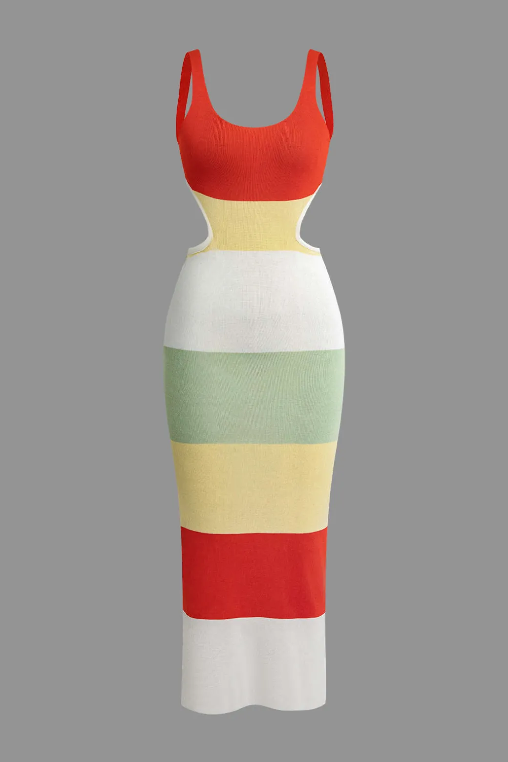 Color Block Backless Cami Knit Dress