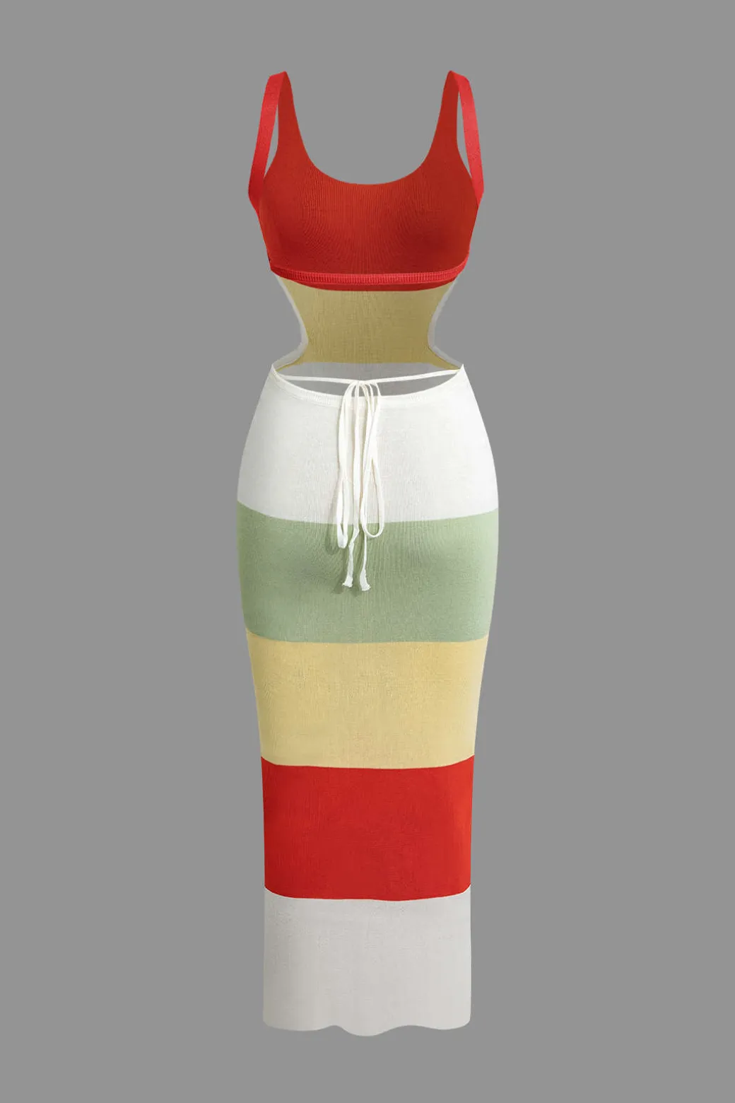 Color Block Backless Cami Knit Dress