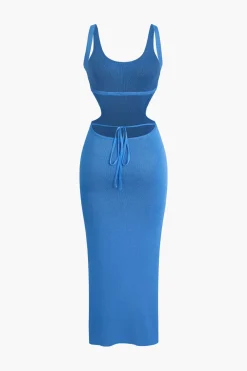 Color Block Backless Cami Knit Dress