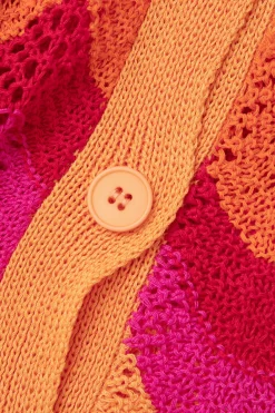 Color Block Crochet Knit Short Sleeve Top