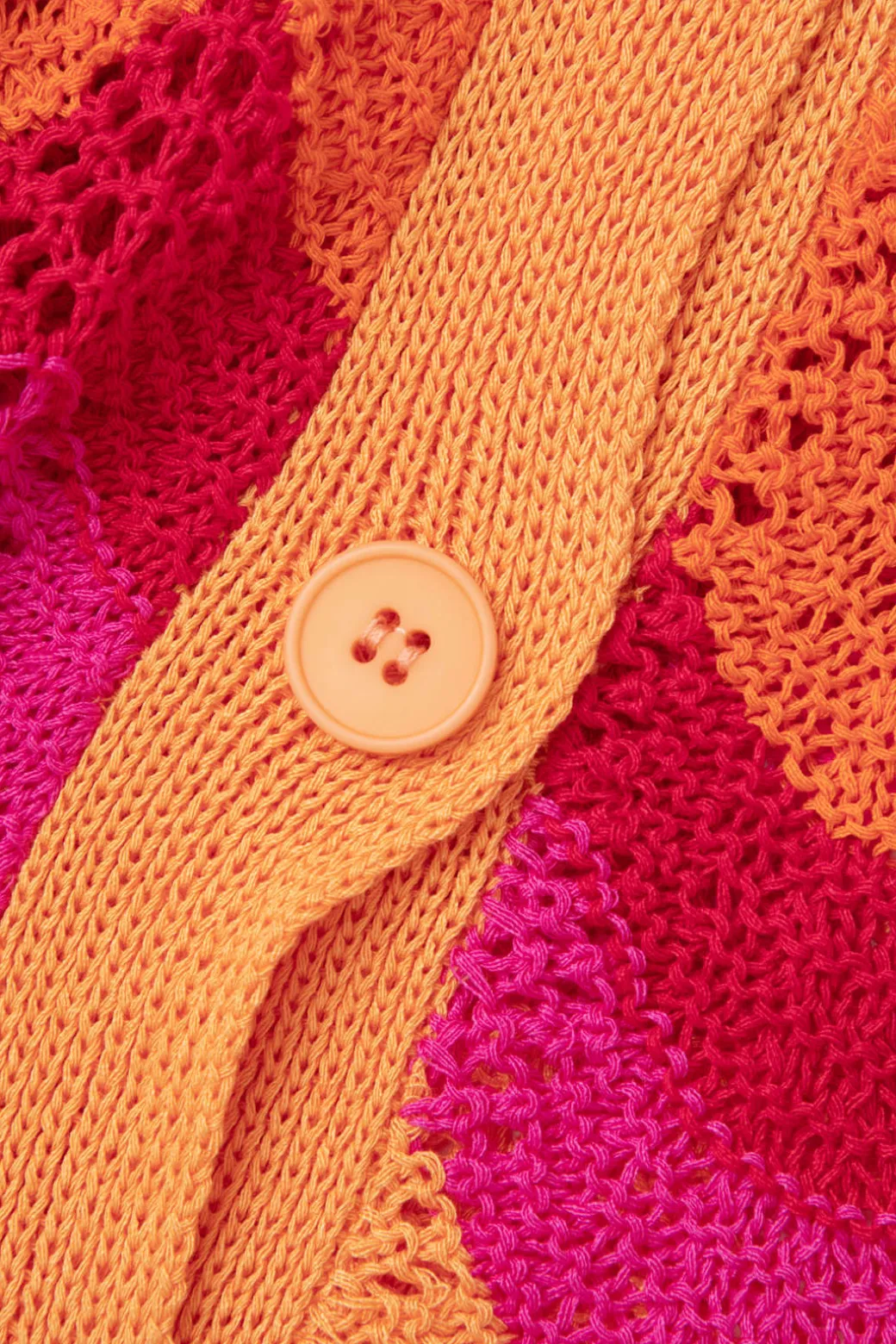 Color Block Crochet Knit Short Sleeve Top