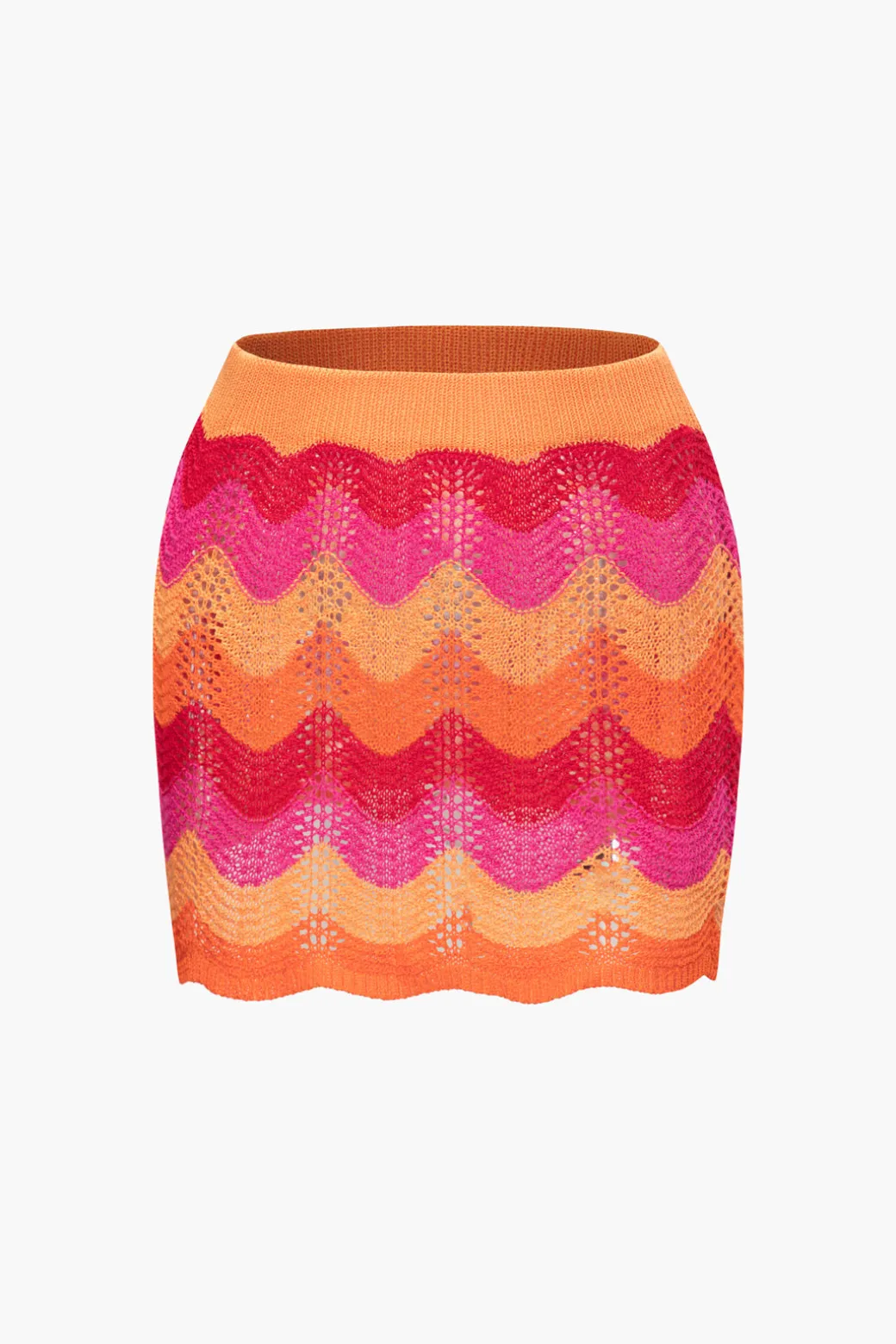 Color Block Crochet Knit Skirt