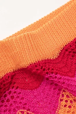 Color Block Crochet Knit Skirt