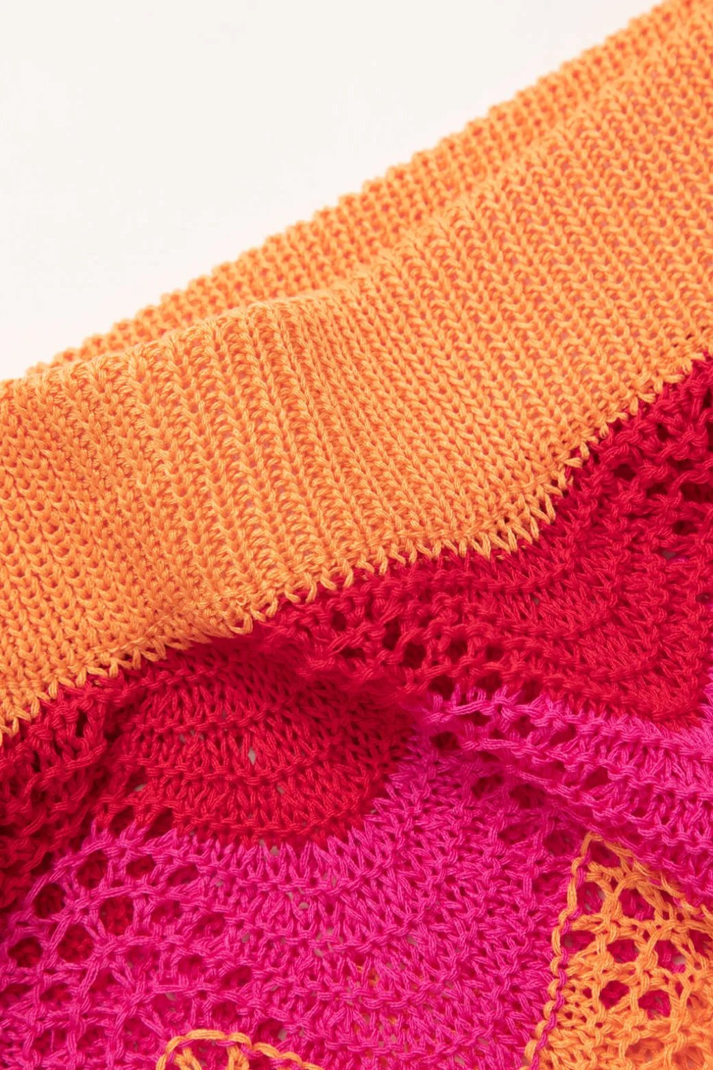 Color Block Crochet Knit Skirt